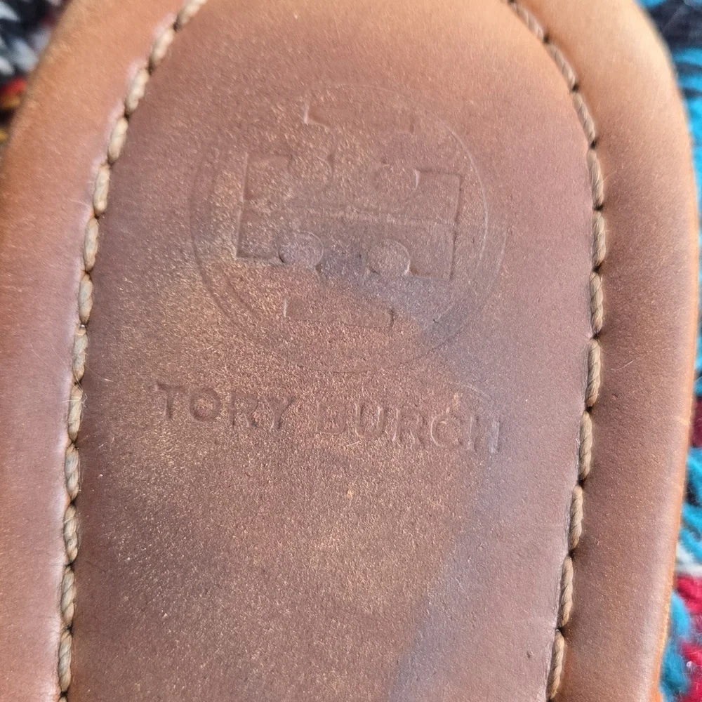 Tory Burch Cognac Brown Leather Miller Medallion Slip-on Flip Flop Sandal - Picture 13 of 17